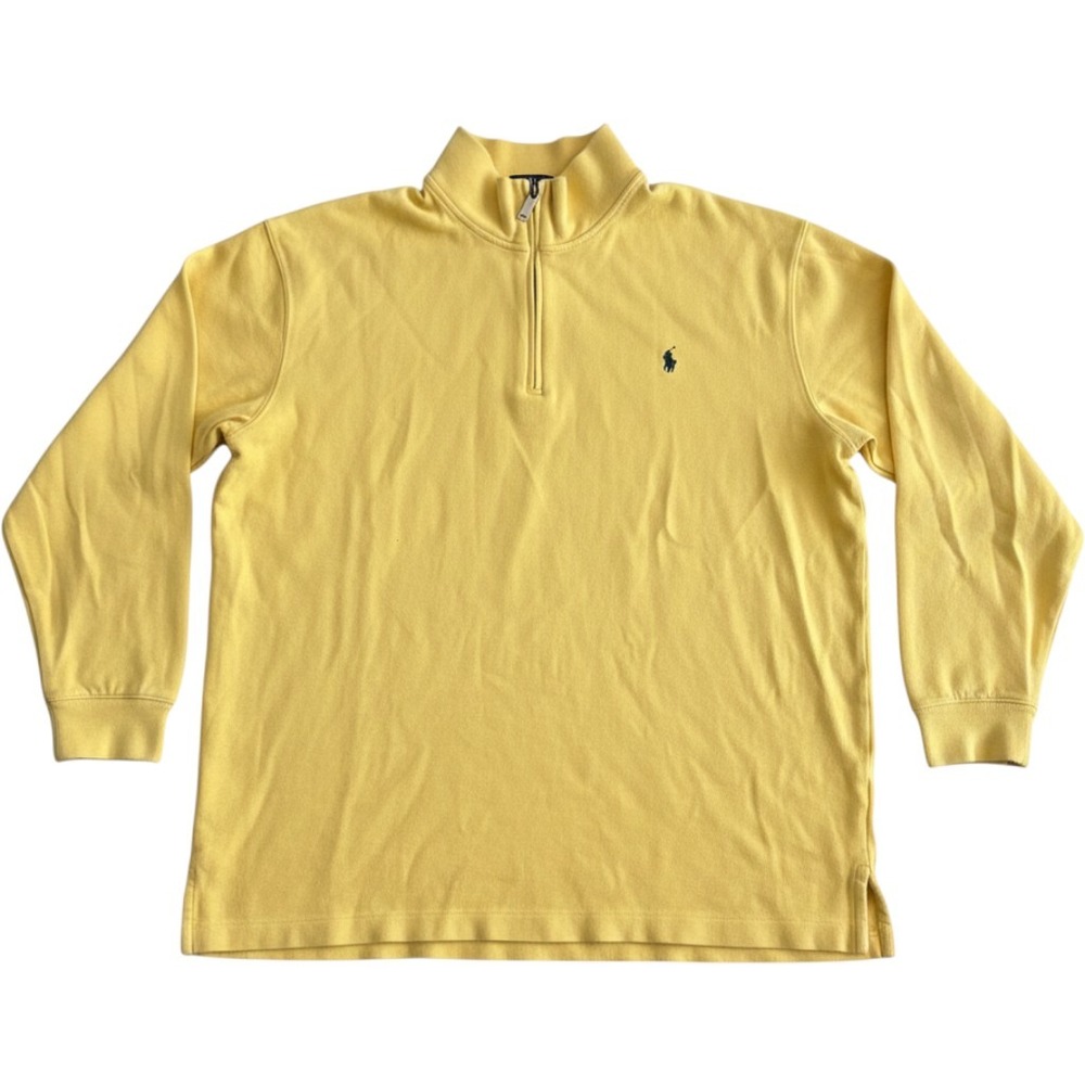 Polo Ralph Lauren Mens 2XLT Yellow Quarter Zip Cotton Pullover Sweater Tall